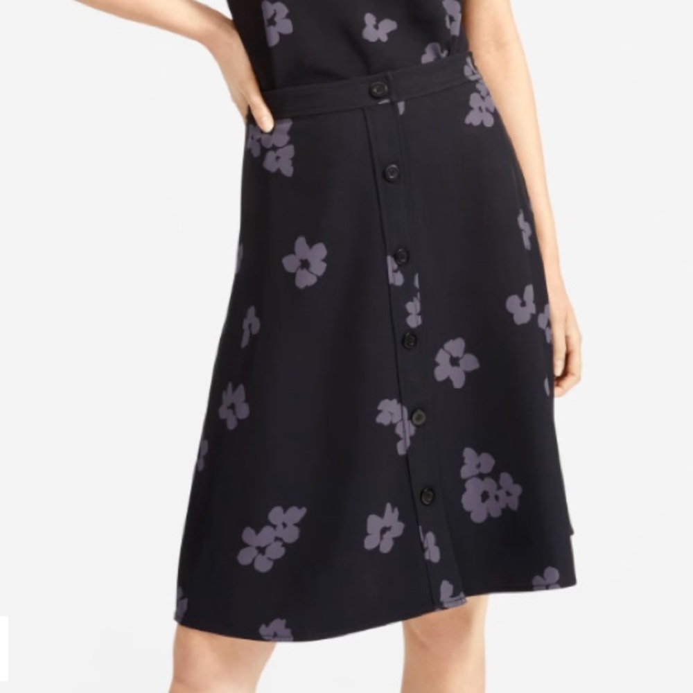 NWT Everlane Japanese GoWeave Swing Skirt in Dark Floral
